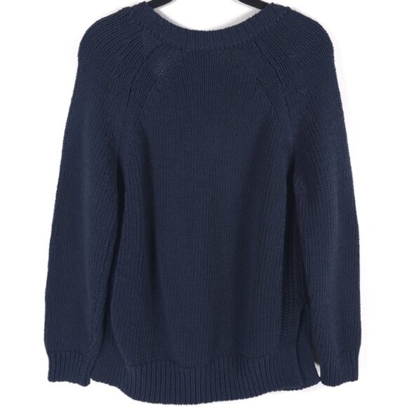 ANTHROPOLOGIE MOTH ROMANIA🇷🇴MADE Navy Asbury Laced Open Knit Sweater MEDIUM - Picture 2 of 11